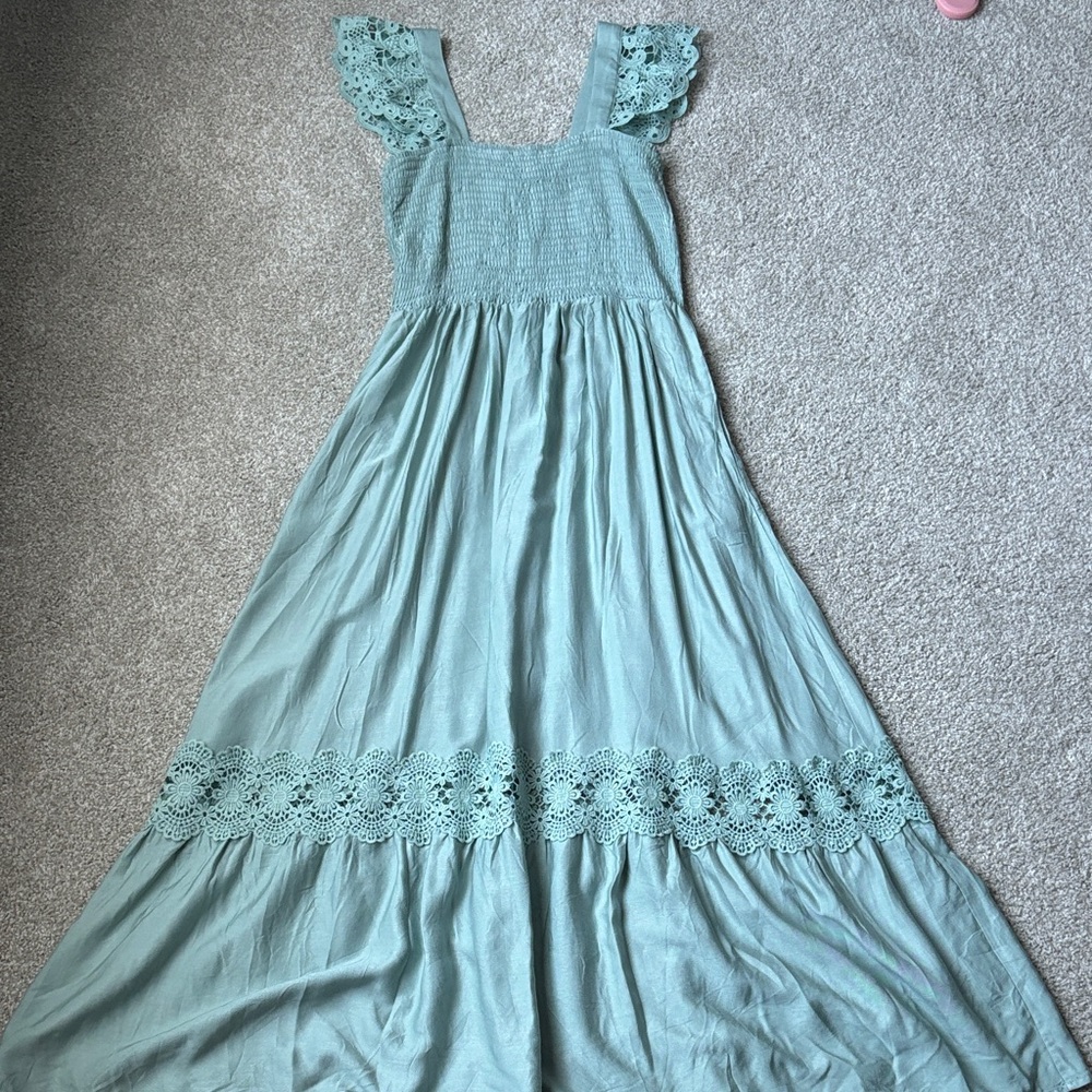 Zesica Light Green Textured Dress